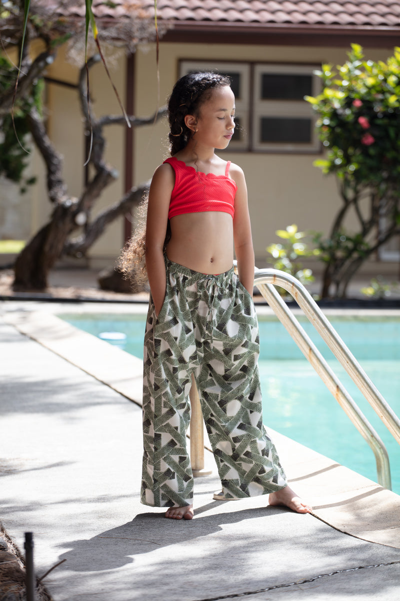 Cora Spearman Hawaii WOMENS Green Tribal Wide Leg Pant – Coradorables Hawaii