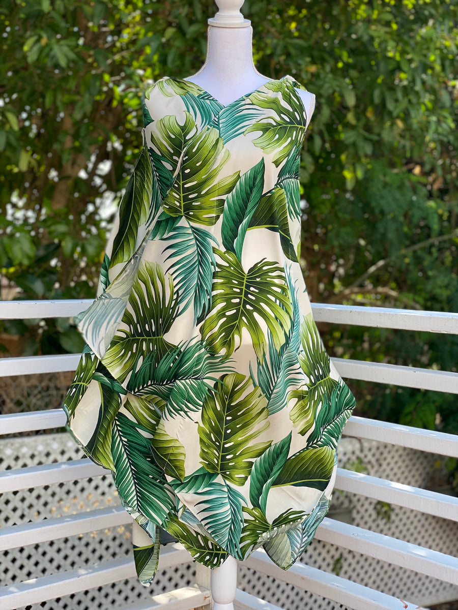 Cora Spearman Hawaii WOMENS Monstera 21 Ivory Handkerchief Dress ko S