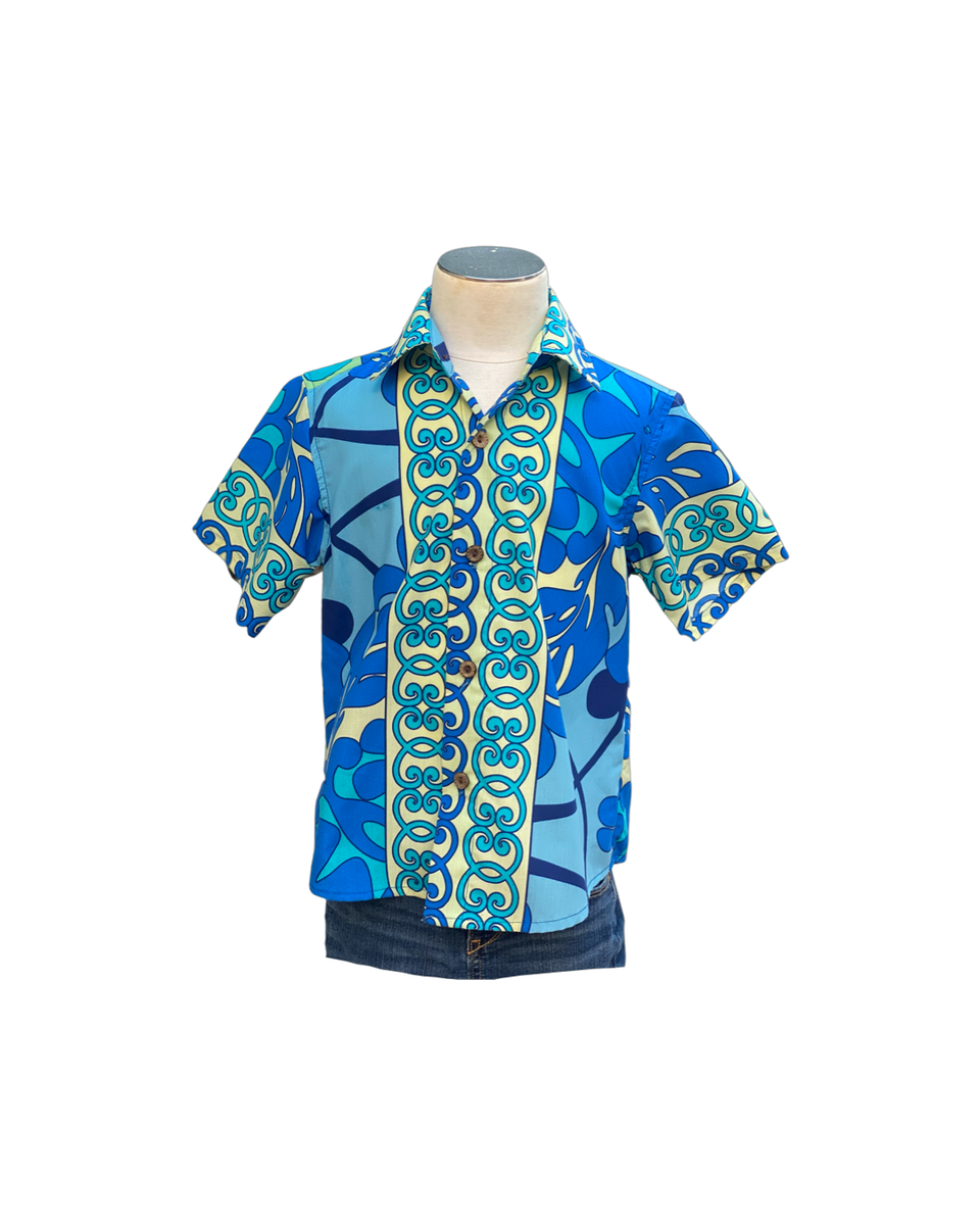 Coradorables BOYS Hawaiian Quilt Ocean Blue S/S 