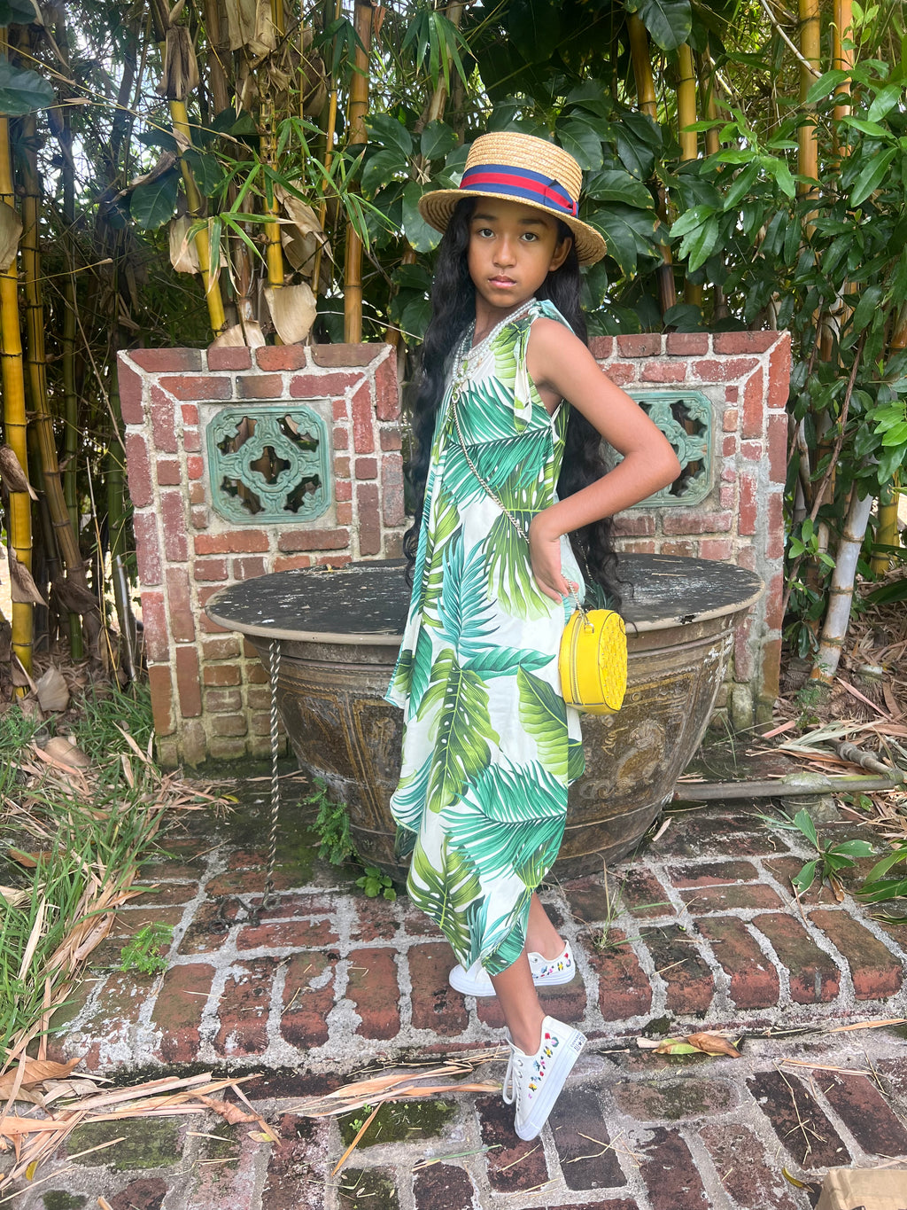 Coradorables GIRLS Monstera 21 Ivory Handkerchief Dress