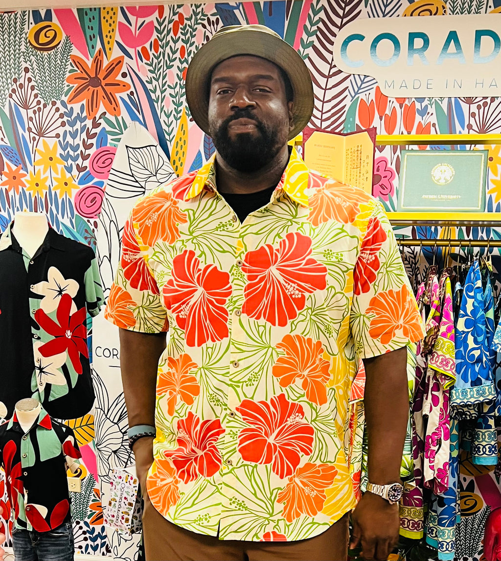 Cora Spearman Hawaii MENS Groovy Hibiscus S/S "Kalani" Aloha Shirt