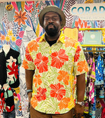 Cora Spearman Hawaii MENS Groovy Hibiscus S/S "Kalani" Aloha Shirt