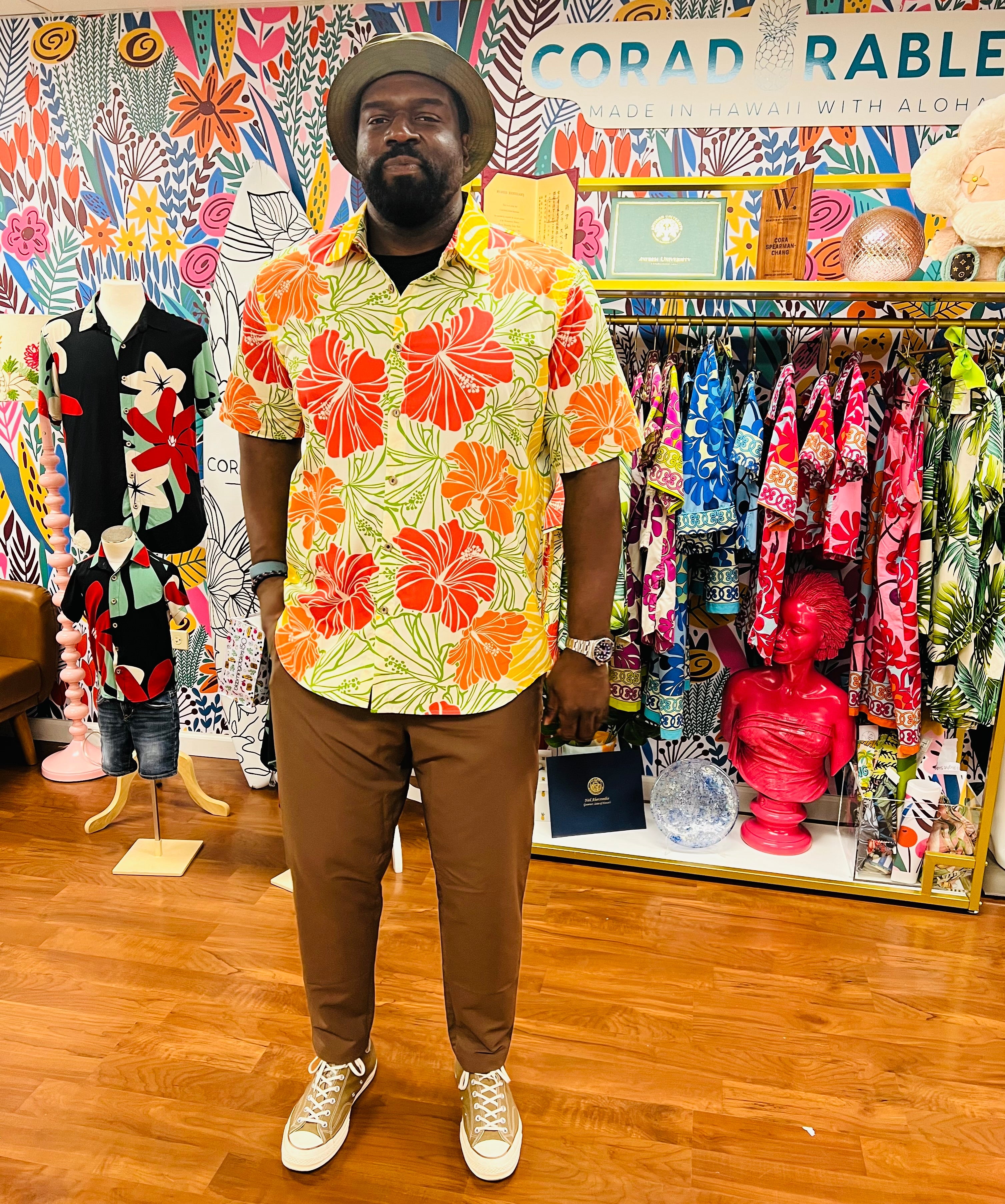 Cora Spearman Hawaii MENS Groovy Hibiscus S/S "Kalani" Aloha Shirt