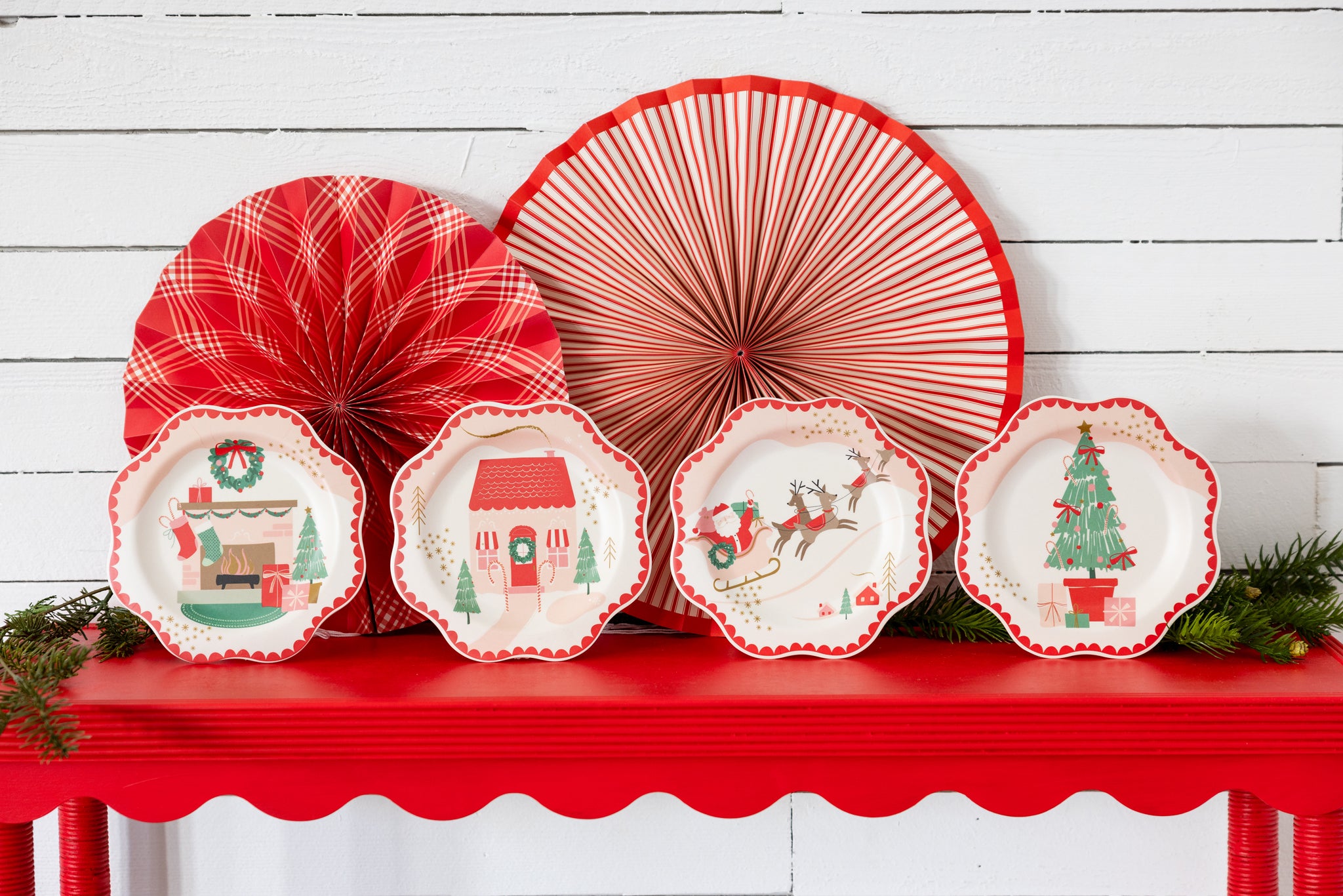 SANTA SCENES BAMBOO MELAMINE PLATE SET