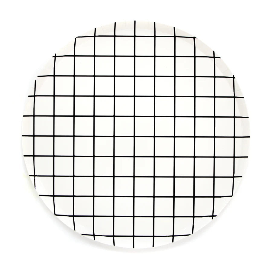 Black and White Grid Paper Plate