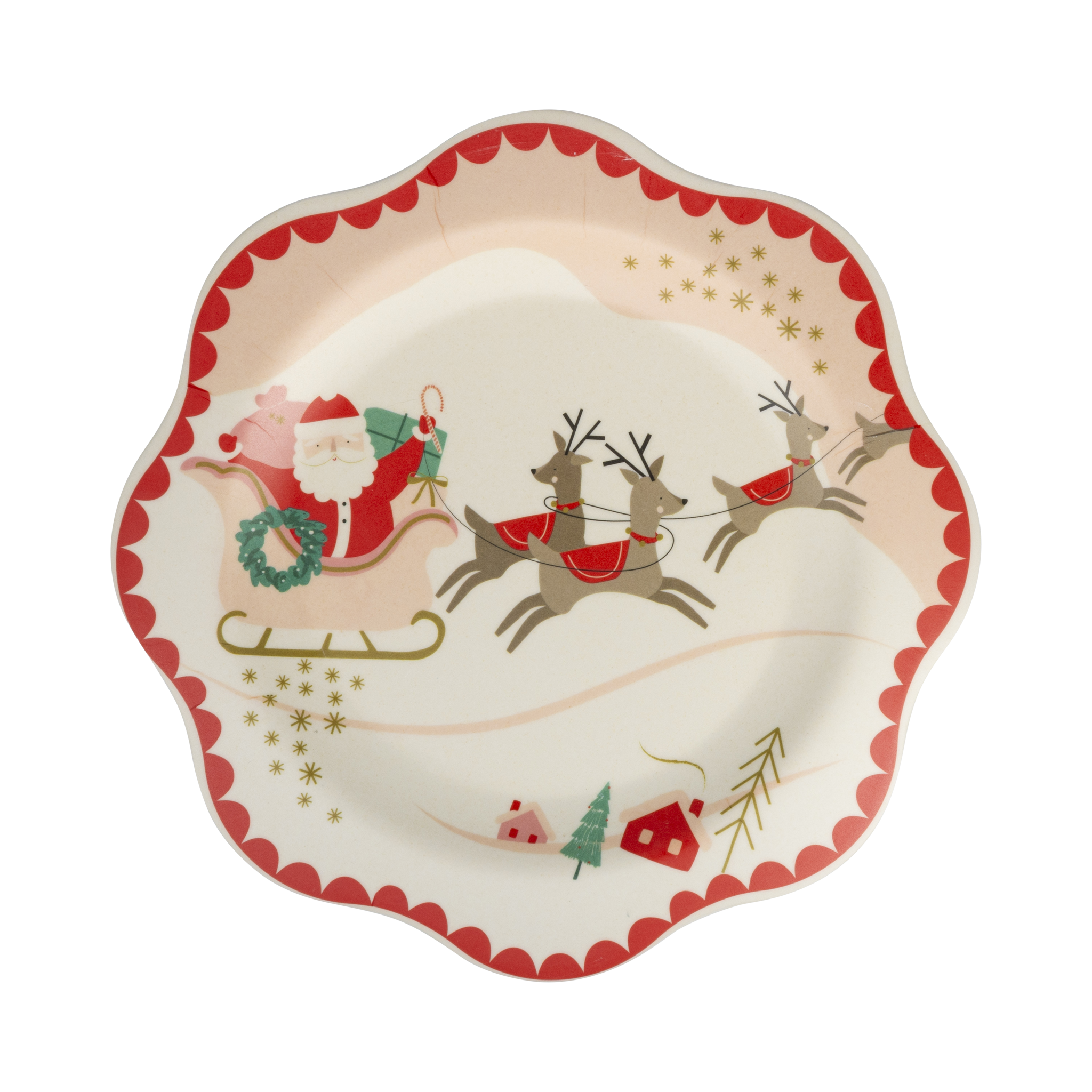 SANTA SCENES BAMBOO MELAMINE PLATE SET