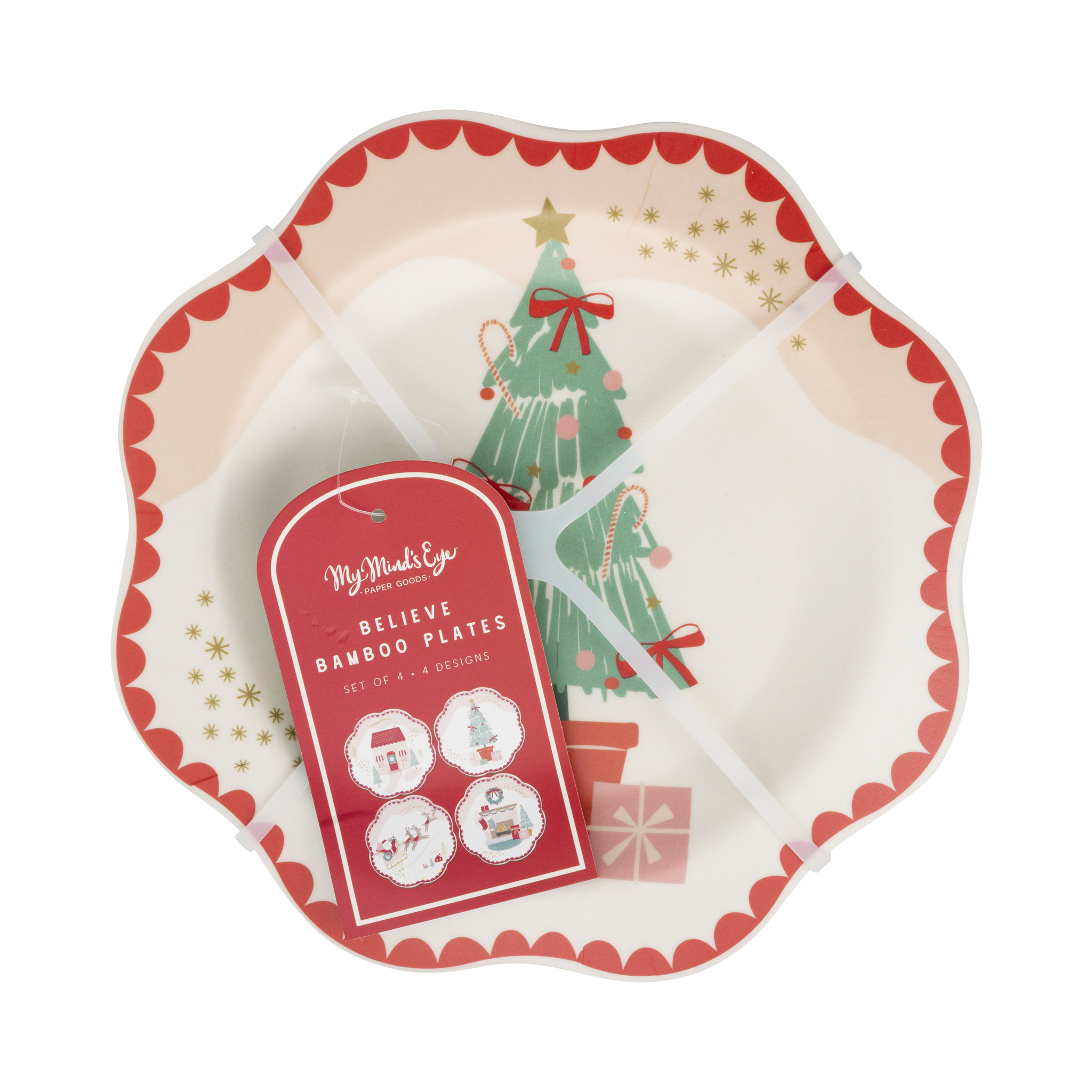 SANTA SCENES BAMBOO MELAMINE PLATE SET