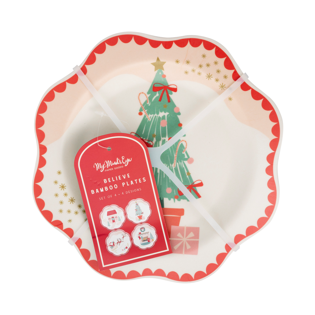 SANTA SCENES BAMBOO MELAMINE PLATE SET