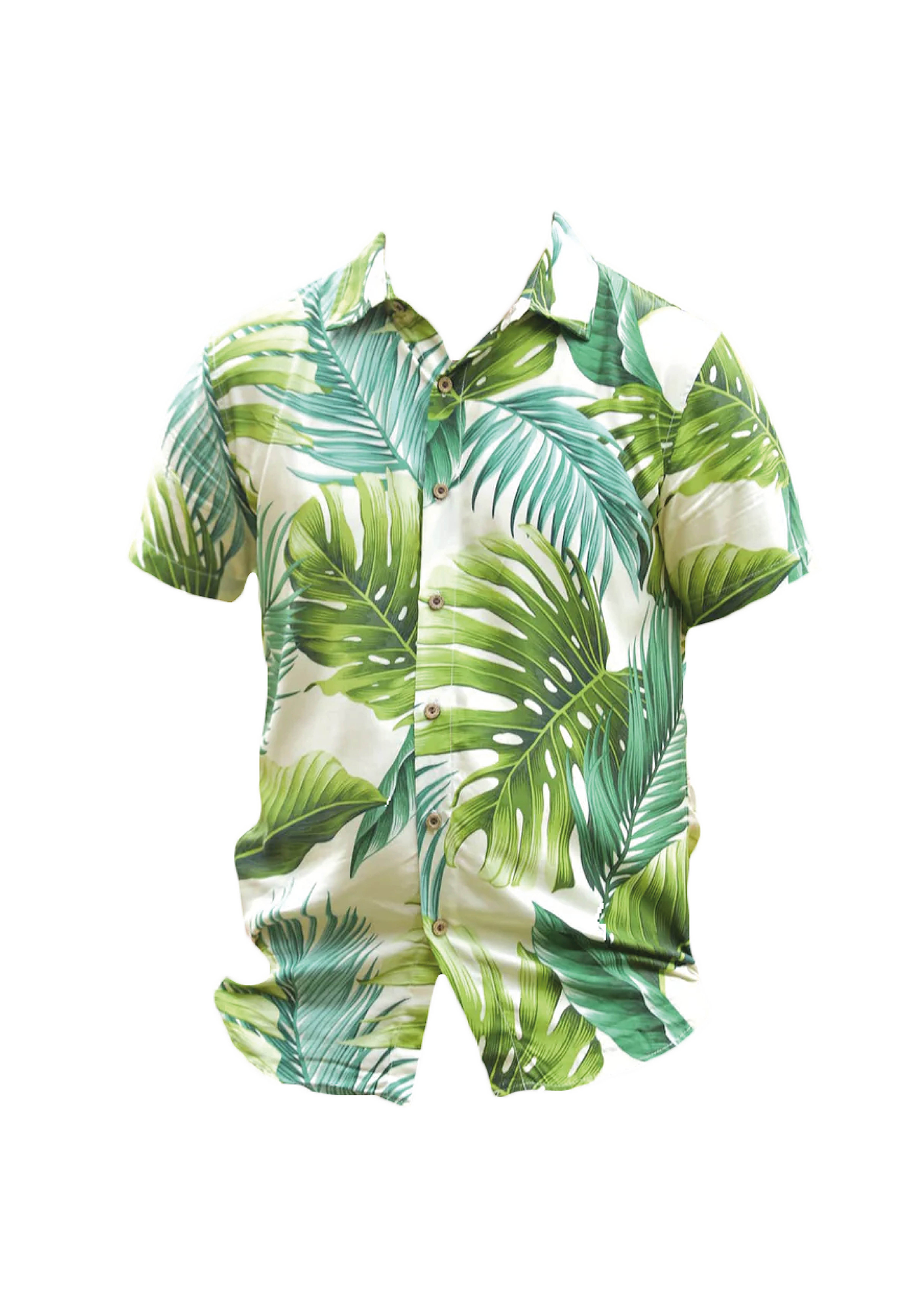 Cora Spearman Hawaii MENS Monstera 21 Ivory S/S "Kalani" Aloha Shirt
