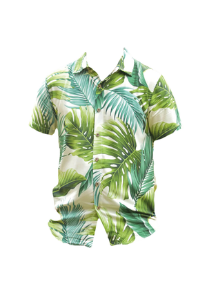 Cora Spearman Hawaii MENS Monstera 21 Ivory S/S "Kalani" Aloha Shirt