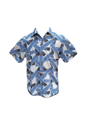 Coradorables BOYS Blue TRIBAL S/S "Kalani" Aloha Shirt