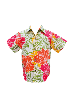 60's Red and Yellow Hawaiian Shirt Fits Like S/M 