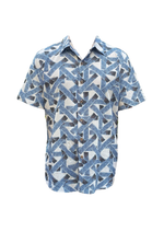 Cora Spearman Hawaii MENS Blue Tribal S/S "Kalani" Aloha Shirt