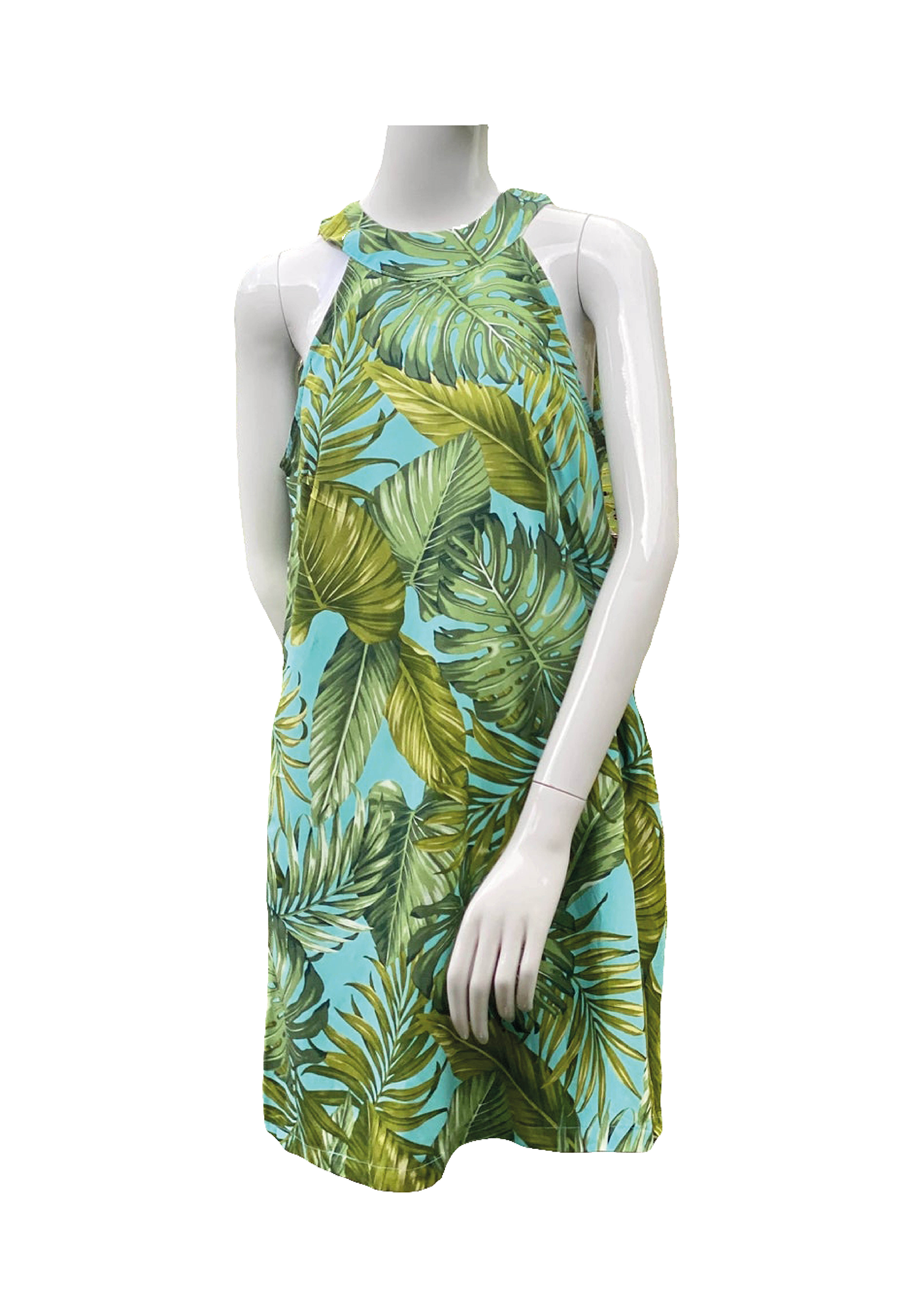 monstera sheath Cora Spearman Hawaii WOMENS Monstera 21 Turquoise Halter Neck Sheath D – Coradorables Hawaii