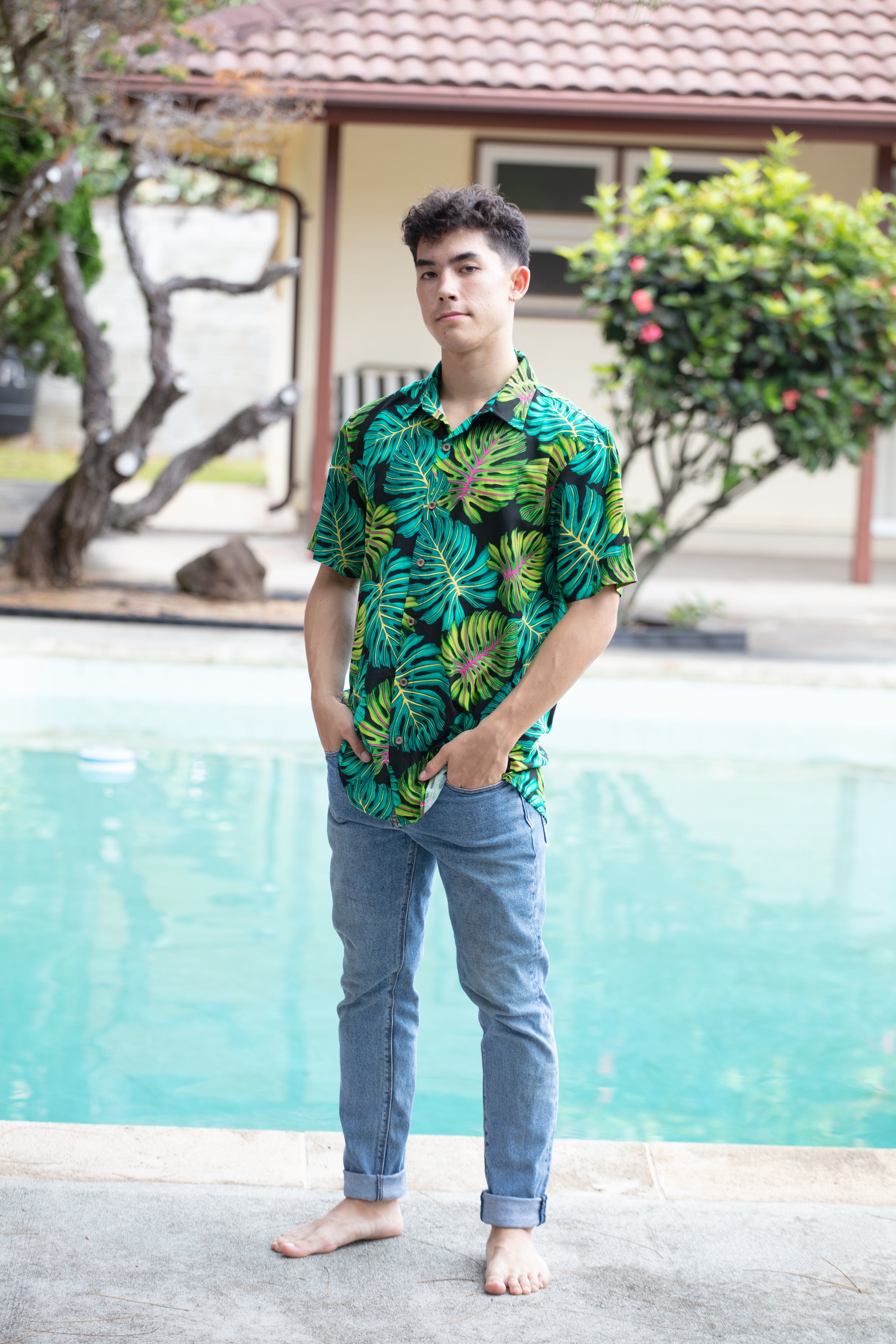 Men's V.H.O. Hawaiian Shirt - Short Sleeve, Front Seychelles Men's V.H.O. Hawaiian Shirt - Short Sleeve, Front Seychelles