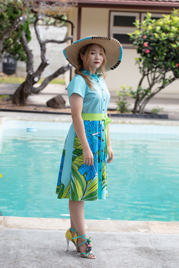aqua shirt dress Prosperina Maggie Mini Dress In Blue Aqua Stripe