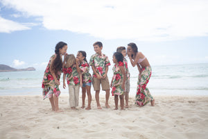 boys hawaiian shirt, royal hawaiian, pink, poly cotton, slim cut fit, size up recommended, aloha shirt, Coradorables, aloha wear, resort wear, family matching