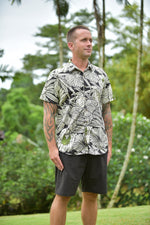 mens, hawaiian, shirt , protea, black, slim fit, Coradorables, modern aloha, aloha wear, resort wear, family matching