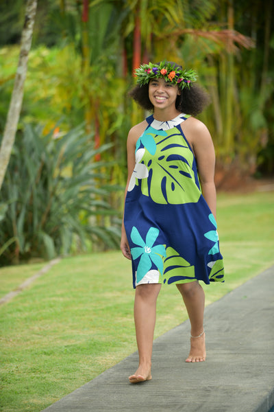 Cora Spearman Hawaii WOMENS Mod Aloha Navy Handkerchief Dress M Cora Spearman Hawaii WOMENS Mod Aloha Navy Handkerchief Dress M