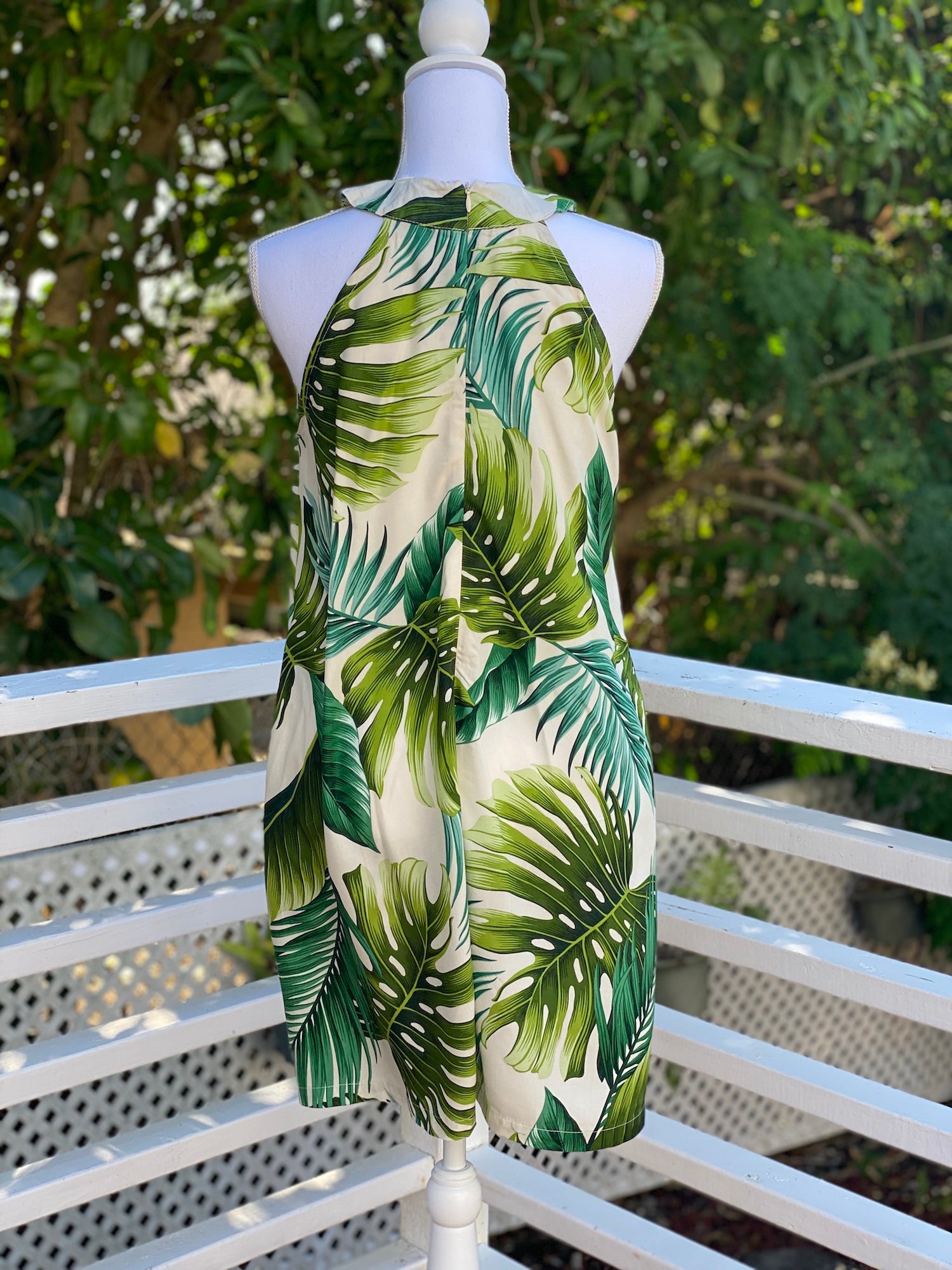 monstera sheath Cora Spearman Hawaii WOMENS Monstera 21 Ivory Halter Neck Sheath Dress XL