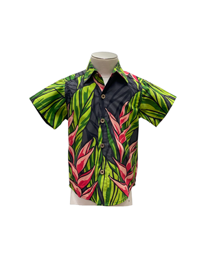 boys hawaiian shirt, black ginger, slim cut fit, size up recommended, aloha shirt, unisex, Coradorables, aloha wear, resort wear, family matching