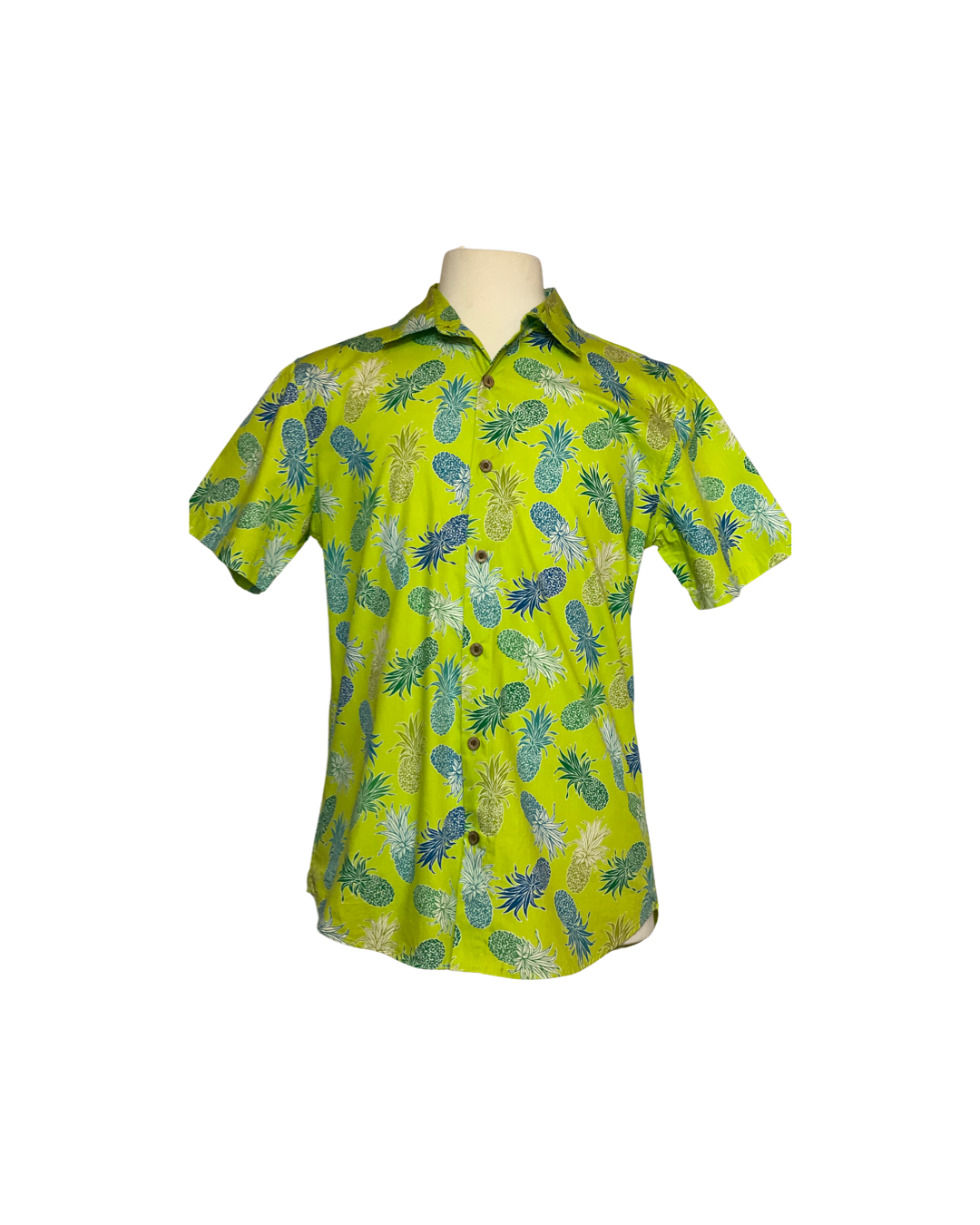 mens cotton hawaiian shirt, lime pineapple print, slim fit, size up recommended, pride, Coradorables, aloha shirt, unisex,  aloha wear, resort wear, family matching