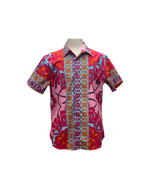 Cora Spearman Hawaii MENS Hawaiian Quilt Fuchsia S/S "Kalani" Aloha Shirt