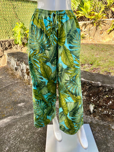 Cora Spearman Hawaii WOMENS Monstera 21 Turquoise Wide Leg Pant