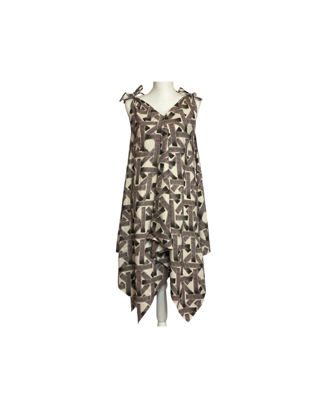 Cora Spearman Hawaii WOMENS Brown Tribal Handkerchief Dress XS Cora Spearman Hawaii WOMENS Brown Tribal Handkerchief Dress XS