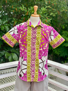 Cora Spearman Hawaii MENS Hawaiian Quilt Orchid S/S "Kalani" Aloha Shirt