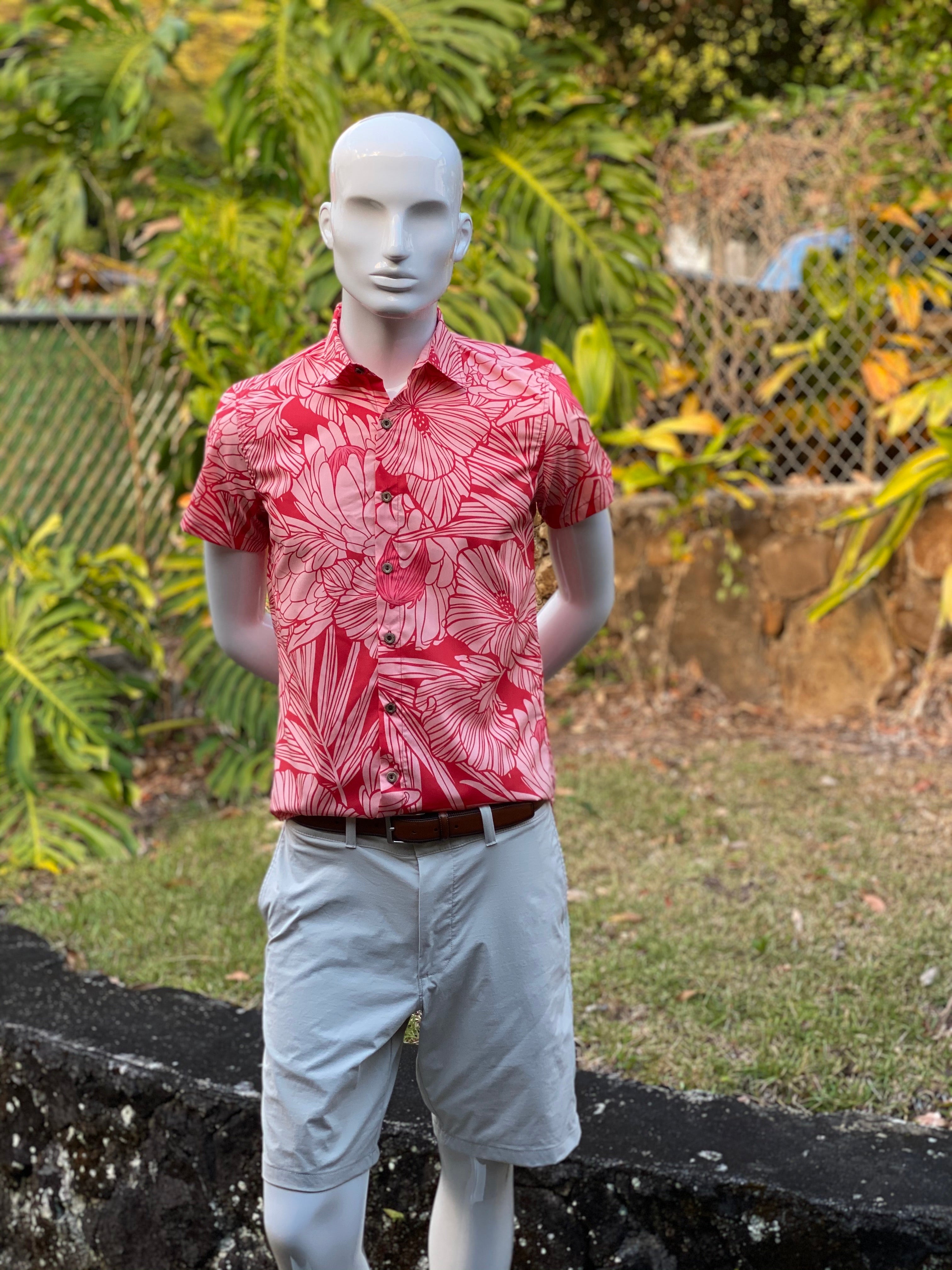 mens, hawaiian, shirt , protea, watermelon , slim fit, Coradorables, modern aloha, aloha wear, resort wear, family matching