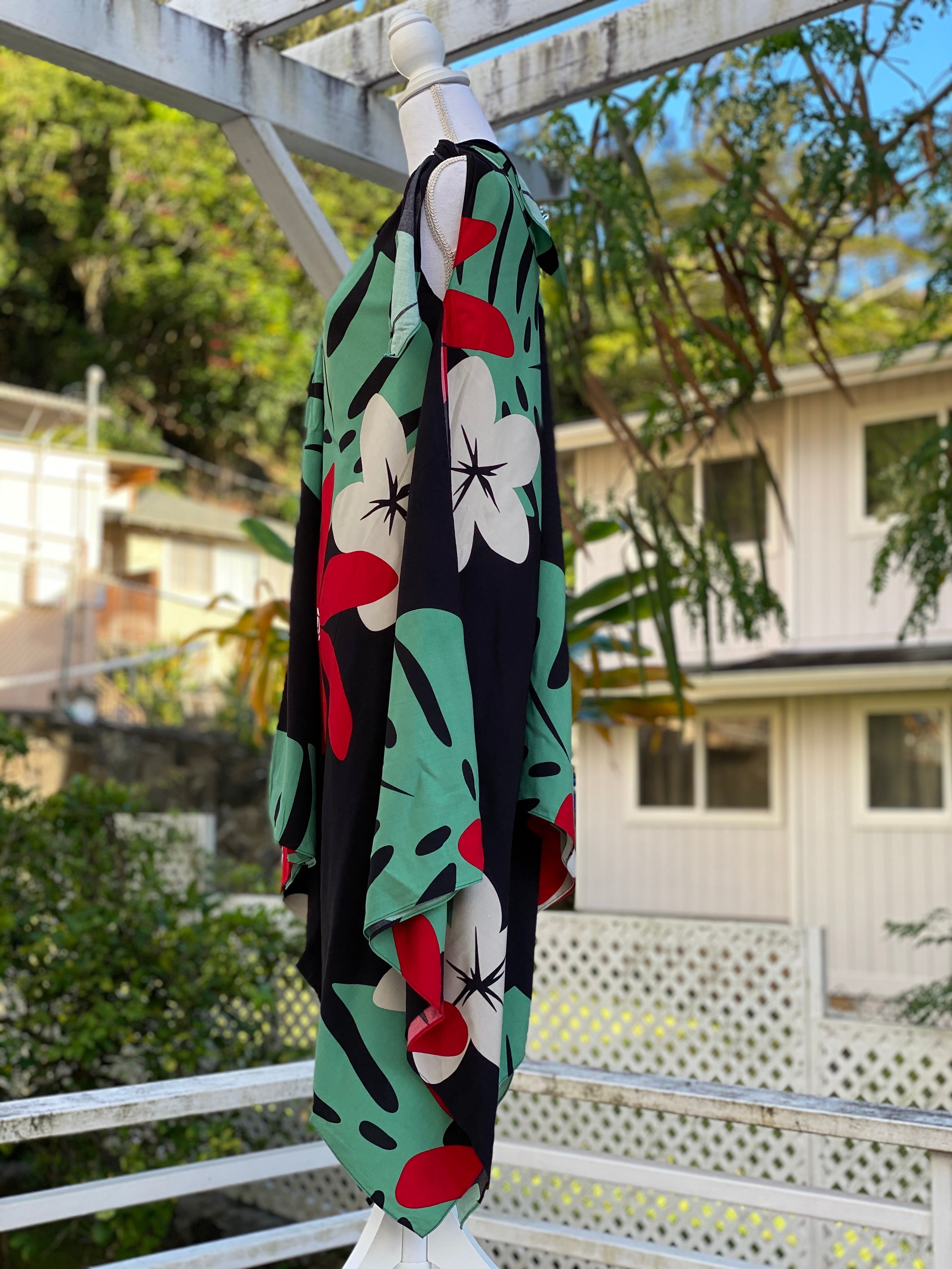 Cora Spearman Hawaii WOMENS Mod Aloha Black Handkerchief Dress XS