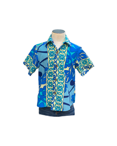  boys, hawaiian, shirt, hawaiian quilt, ocean blue, aloha shirt, unisex,  Coradorables, modern aloha, aloha wear, resort wear, family matching