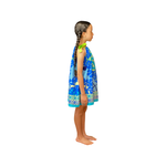 girls, hawaiian print, ribbon dress, tie at shoulder, ocean blue, hawaiian quilt, aloha wear, resort wear, Coradorables, family matching