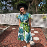 Cora Spearman Hawaii WOMENS MONSTERA Aloha Shirt Dress