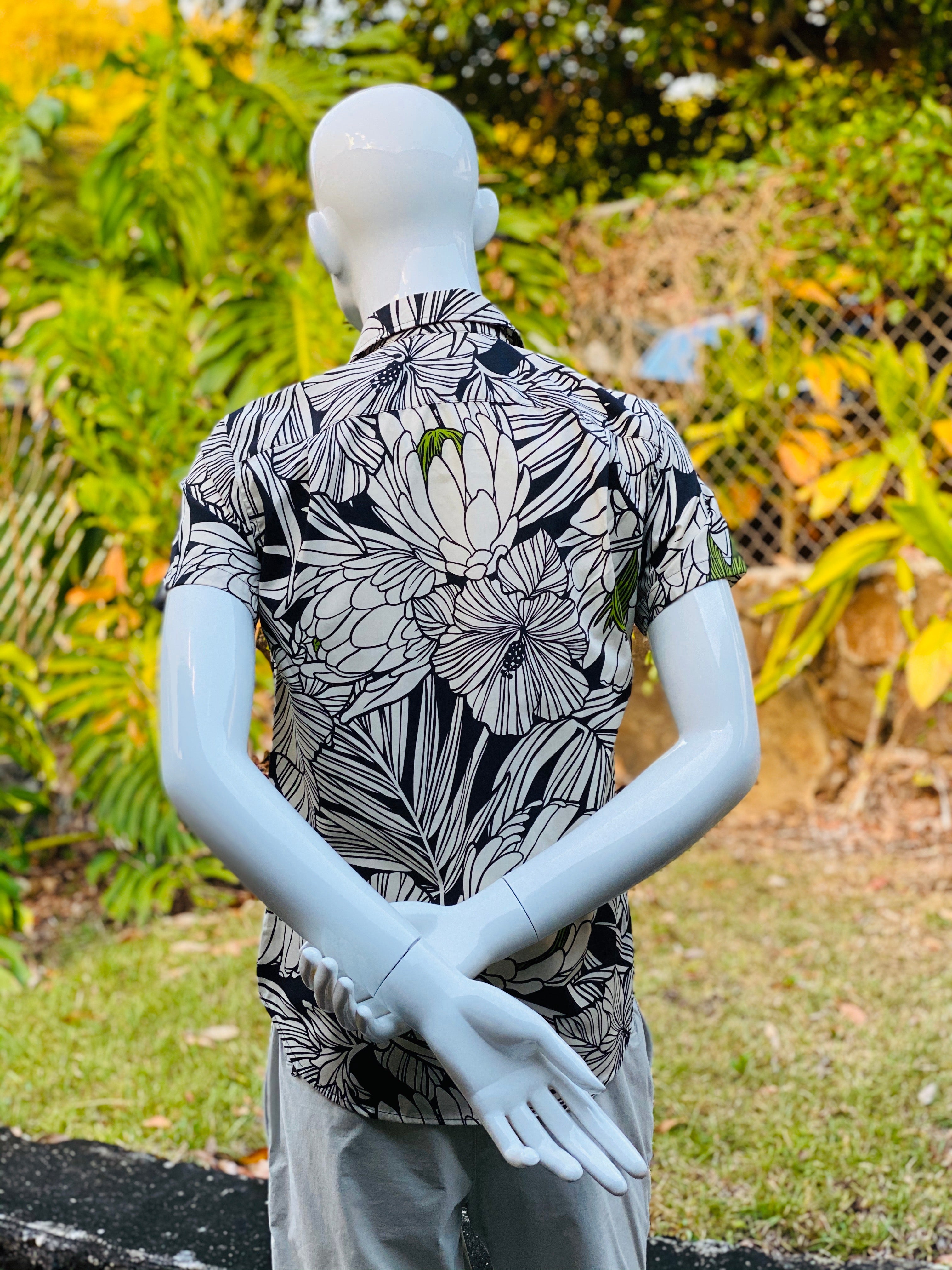 mens, hawaiian, shirt , protea, black, slim fit, Coradorables, modern aloha, aloha wear, resort wear, family matching